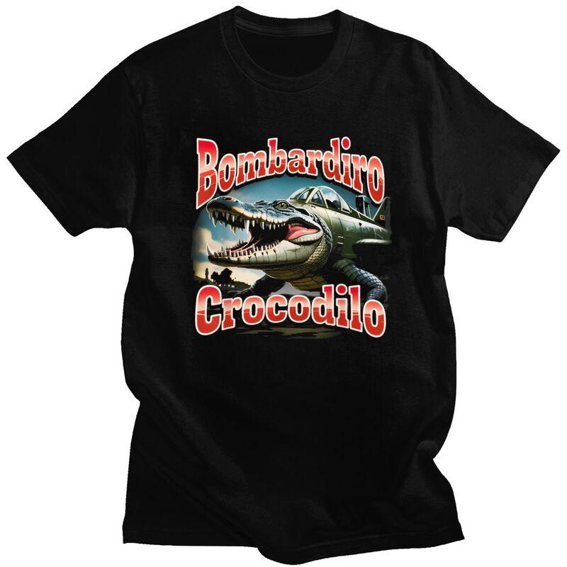 Italian Brainrot Bombardiro Crocodilo T Shirt Men Women Short Sleeves Awesome Clothing Streetwear Summer 100 Cotton Tee Tops