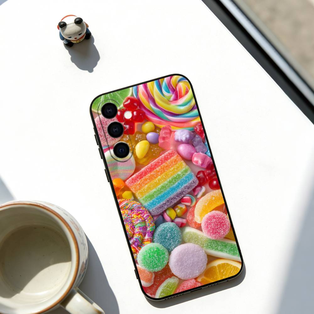 Много видов сахара Чехол для телефона для Samsung Galaxy A73,A72,A71,A70,A53,A52,A51,Другие Мягкий черный чехол