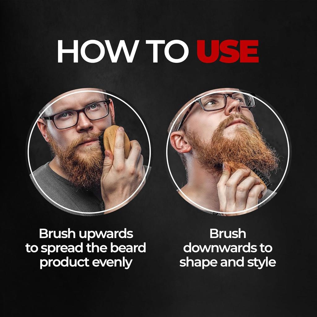 Beardo 100% Щетка для бороды из щетины кабана для мужчин | Деревянный инструмент для ухода | Компактный эргономичный дизайн, удобный для путешествий | Распутывает и укладывает бороду