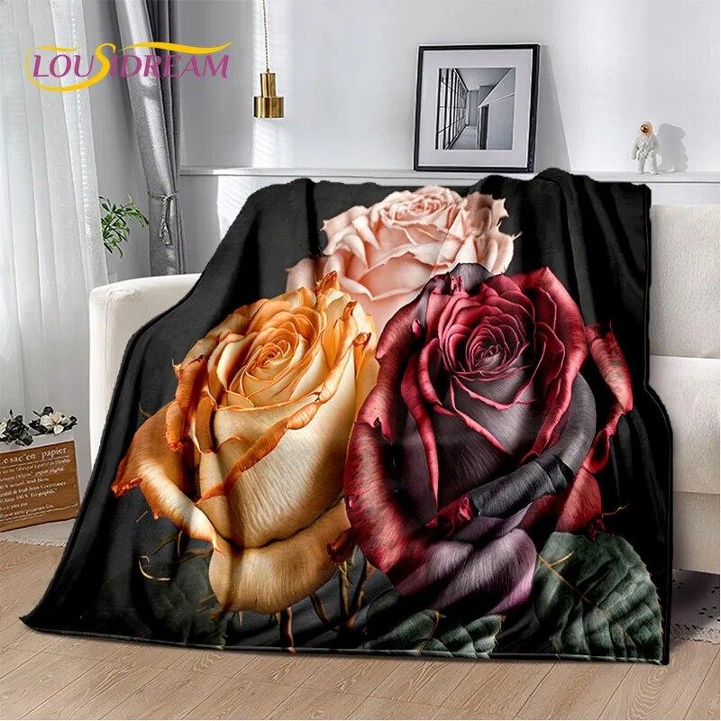 Dream Love Rose Nordic Flowers Daisy Blanket,Soft Throw Blanket for Home Bedroom Bed Sofa Picnic Travel Office Cover Blanket Kid