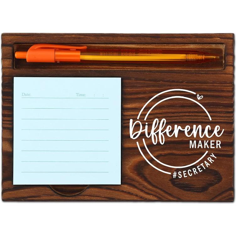 Secretary Difference Maker Self-Stick Note Pad Holder Gift for Administrative Professionals and Office Assistants, Durable and Stylish Desk