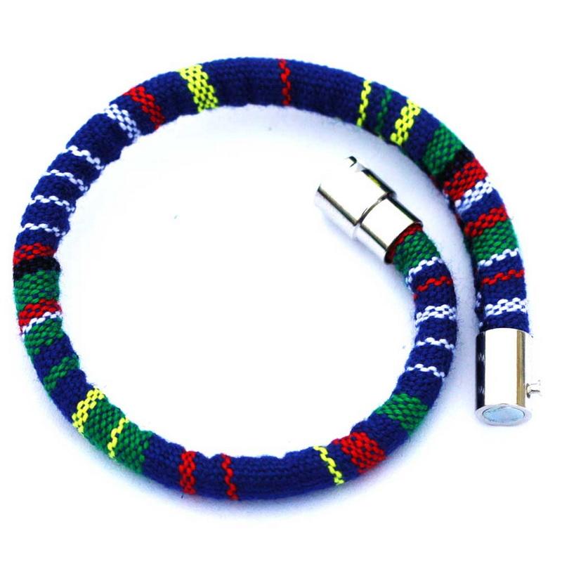 Браслет из нержавеющей стали с магнитной пряжкой, унисекс, в стиле бохо, плетеный хлопковый браслет-манжета ручной работы для мужчин и женщин, браслет на щиколотке для серфера, браслет, браслет