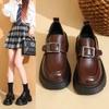 Black with Skirt Versatile Loafers 2025 New Spring and Autumn Retro British Style Small Leather Shoes with Heightened Thick Soles