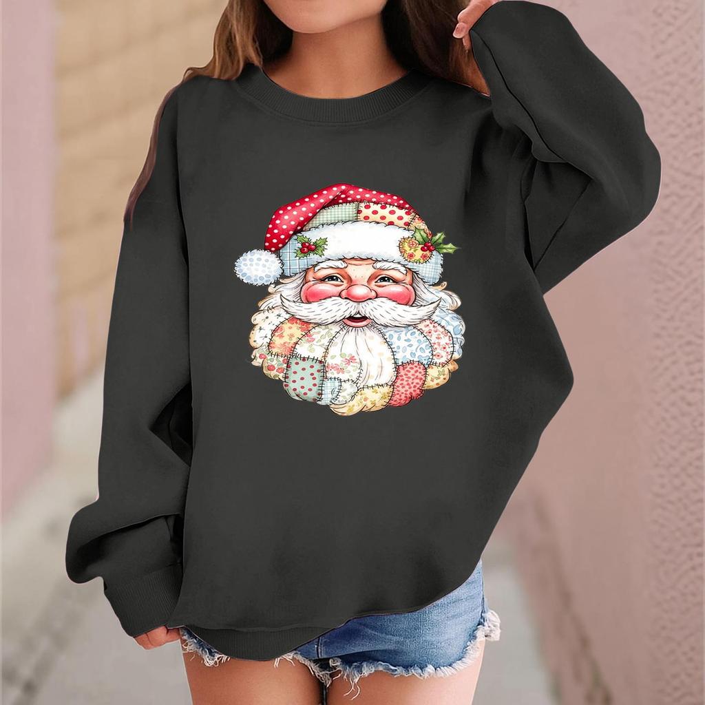 Children's Fashionable Casual Long-sleeved Loose Christmas Print Pullover Sweatshirt