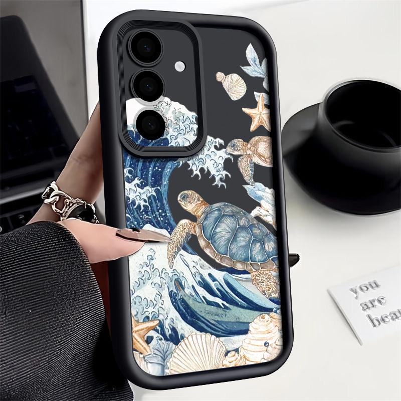 Сине-белый чехол с принтом «Океанская волна» для Samsung S26 S25 Ultra S24 S23 S22 Plus S21 FE A15 A16 A17 A35 A36 A37 A54 A55 A56 A57 5G Ударопрочный чехол