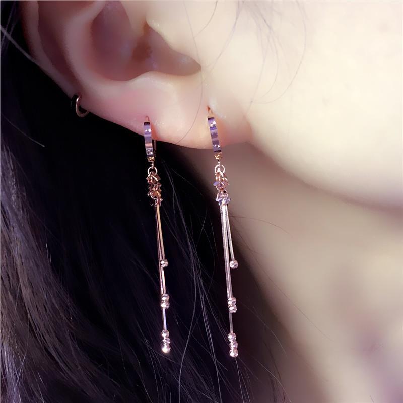 585 фиолетовое золото 14 карат розовое золото мягкие цепочки круглые бусины серьги для женщин изысканные звезды креативные вечерние украшения подарки