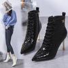 Модные сексуальные сапоги женские зимние ботильоны для женщин тонкие каблуки женские туфли для вечеринок кожаные на молнии высокие каблуки Botas De Mujer