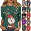 3/4 Sleeve Shirts For Women Print Christmas Tees Blouses Casual Plus Size Basic Tops Pullover