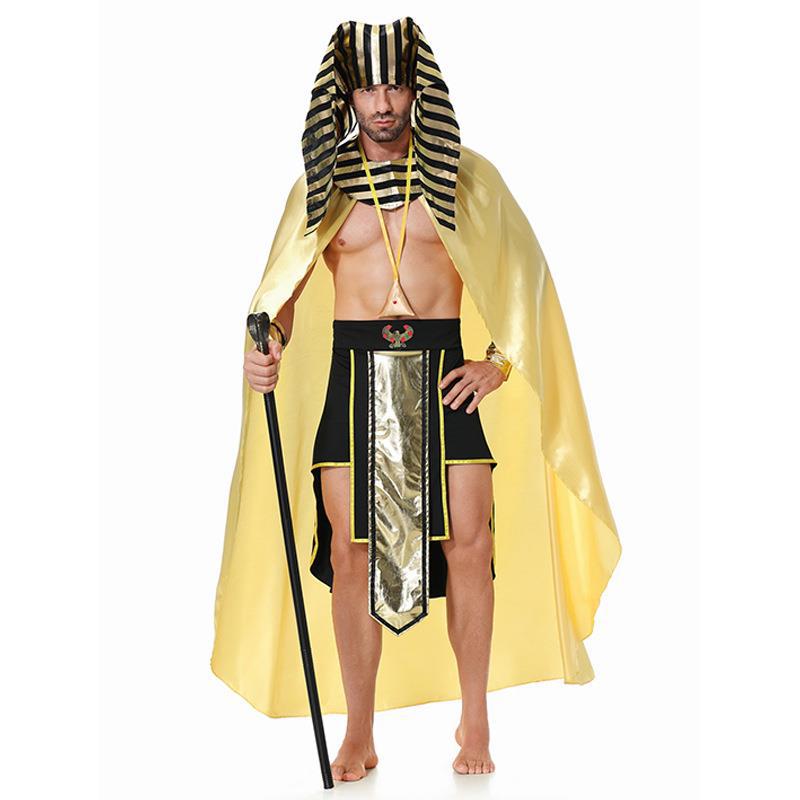 New Halloween Adult Men's Egyptian Pharaoh Cosplay Suit Stage Costume