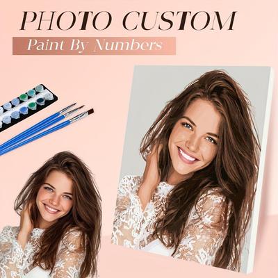 Раскраска по номерам DIY Акриловая краска по номерам Набор - Холст с пользовательским фото для портретов, Рамка для художественного произведения, Домашний декор, Фотоискусство, Семейные портреты