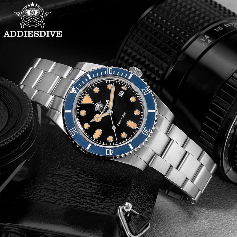 ADDIESDIVE 39mm NEW Men's Analog Watch Simple Bubble Mirror Glass 200m Waterproof Luminous Diving Quartz Watches For Men AD2501