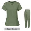 Stretch Surgical Gown V-neck Short-sleeved Hospital Nurse Suit Suit Women's Operating Room Hand Washing Gown