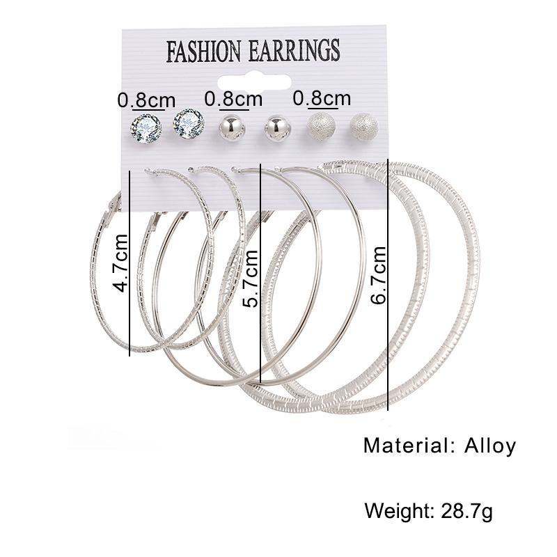 Набор круглых сережек в форме геометрического сердца Набор сережек в стиле ретро