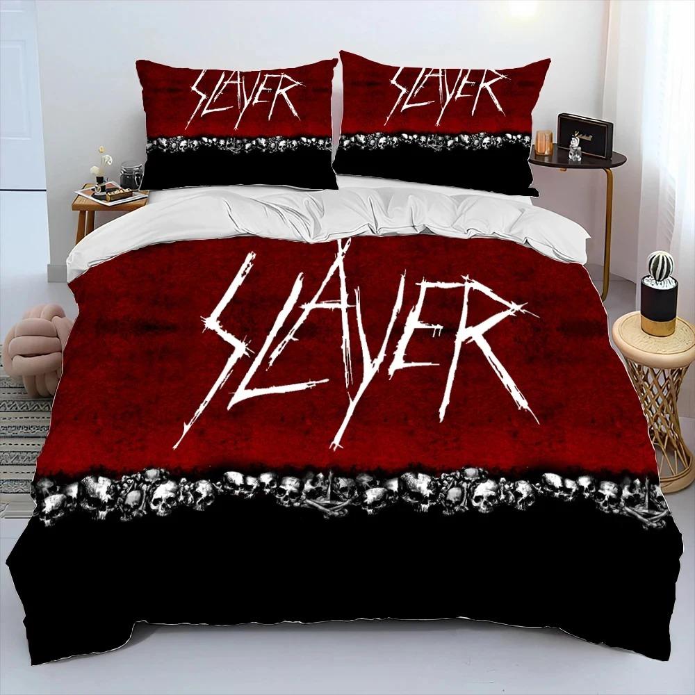 Slayer Хэви-метал группа Музыкальный комплект постельного белья, Пододеяльник Комплект для кровати Покрывало Наволочка, Комплект постельного белья размера Кинг Куин в подарок