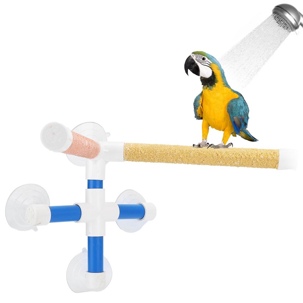 Parrots Shower Standing Pole Bathing Four Suction Cups Frosted Coating Bird Perch Toy