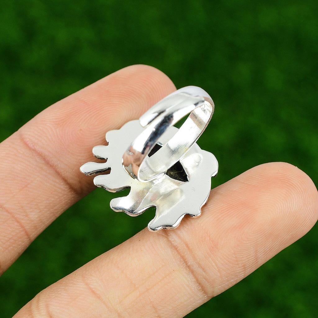 Natural African Amethyst Gemstone Multi Stone Purple Adjustable Ring 925 Silver