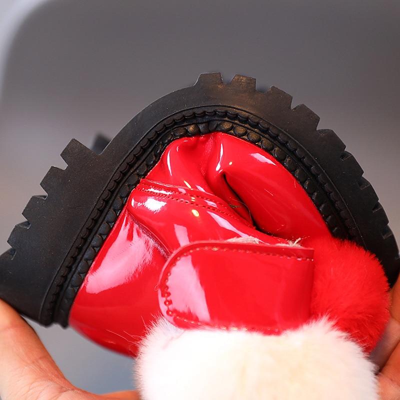 Winter Girl Shoes Kids Short Boots Leather Fashion Martin Boot Plus Velvet Warm Children Snow Boots Cute Plush Girls Booties
