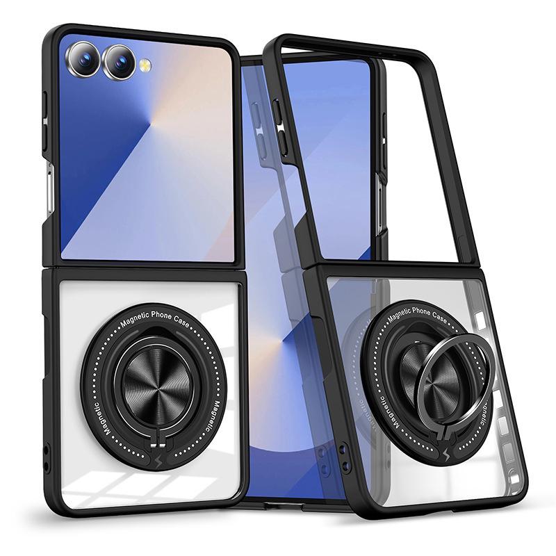 Samsung Z Flip7/6/5 360° Вращающийся Магнитный Прозрачный Чехол с Беспроводной Зарядкой и Защитой от Падений