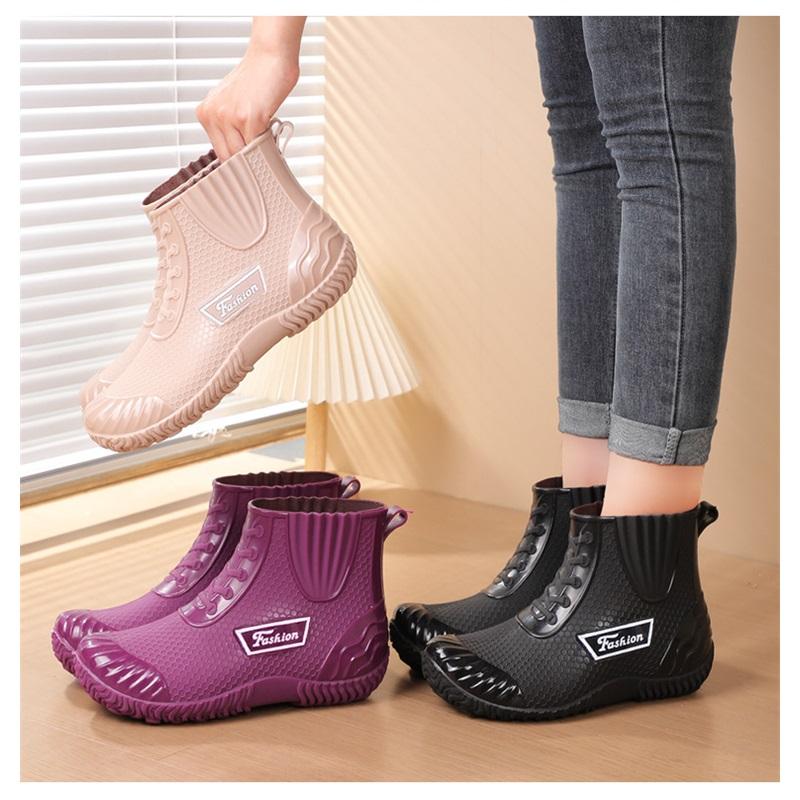 Женские водонепроницаемые противоскользящие износостойкие полусапоги с межподошвой, рабочая резиновая обувь