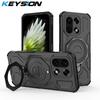 KEYSION Противоударный магнитный чехол для OnePlus 15 5G TPU+PC Вертикальная живая металлическая подставка-кольцо Задняя крышка для телефона для One Plus 1+ 15