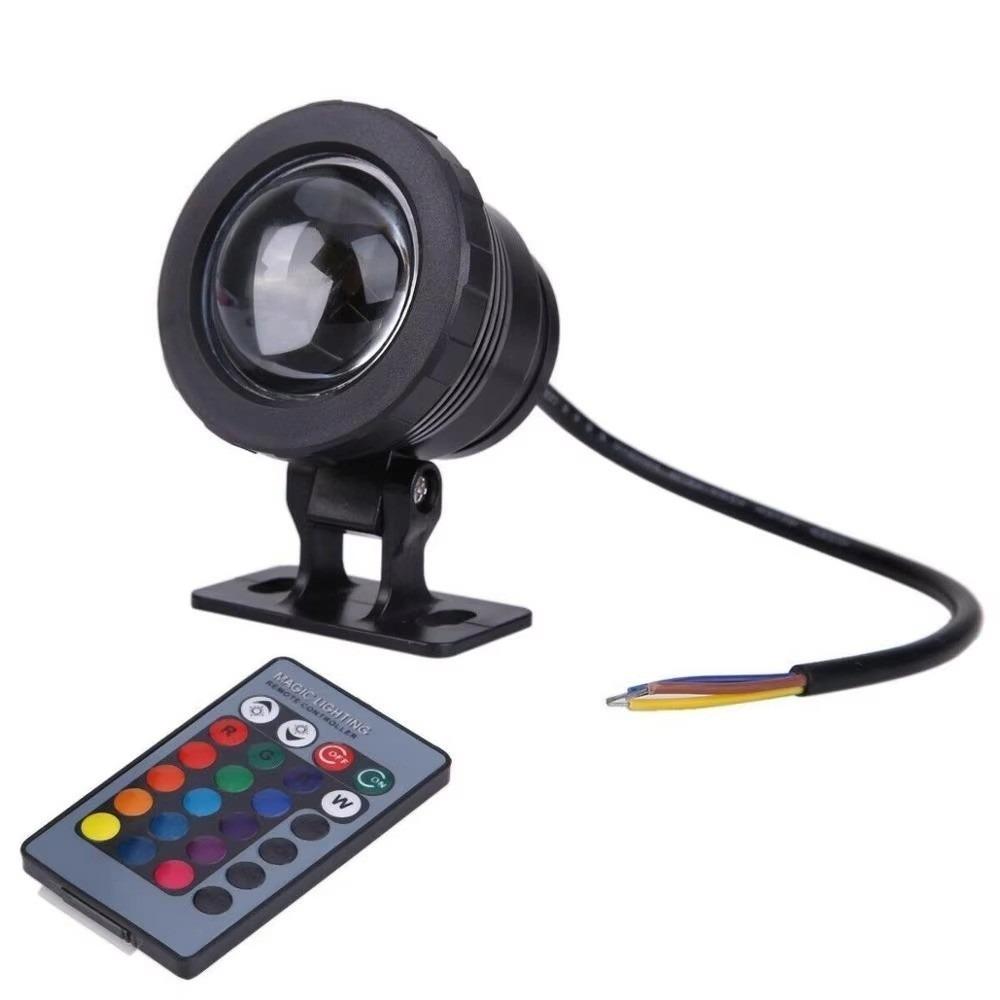 Водонепроницаемый RGB светильник для фонтана DC12V 10W Светодиодный прожектор Освещение для создания атмосферы Пульт дистанционного управления Прожектор для бассейна Аквариум
