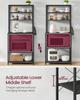 VASAGLE Coffee Bar, Baker’s Rack for Kitchen with Storage, 6-Tier Kitchen Shelves with 6 Hooks, Microwave Stand, Industrial