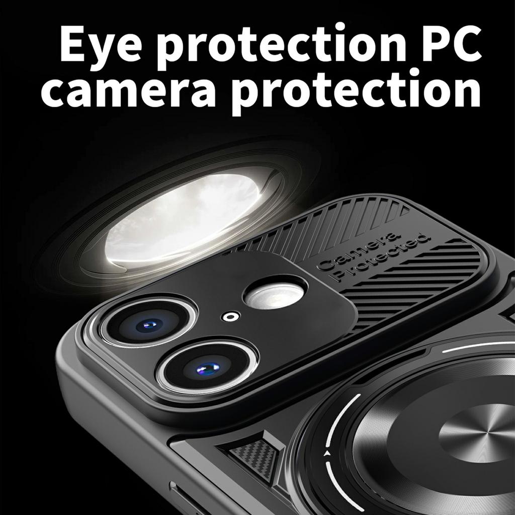 For iPhone 16 Magnetic Case Rotating Kickstand TPU+PC Phone Cover