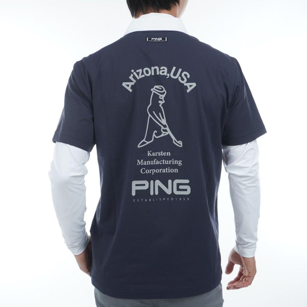 [Ping Apparel] Men's Layered Twin Set (moisture Wicking, Quick Drying, UV Protection)  Golf  621-5160205 120Navy LL
