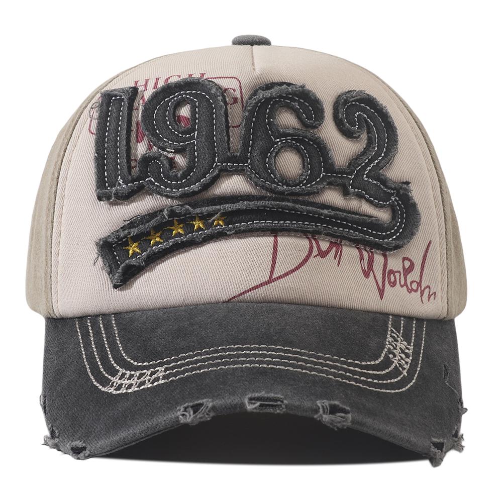 1962 Кепка-бейсболка с вышивкой буквы Хип-хоп Винтажная Стирка Хлопок Snapback Кепка Женская Мужская Регулируемая На Открытый Воздух Козырек от Солнца Кепки