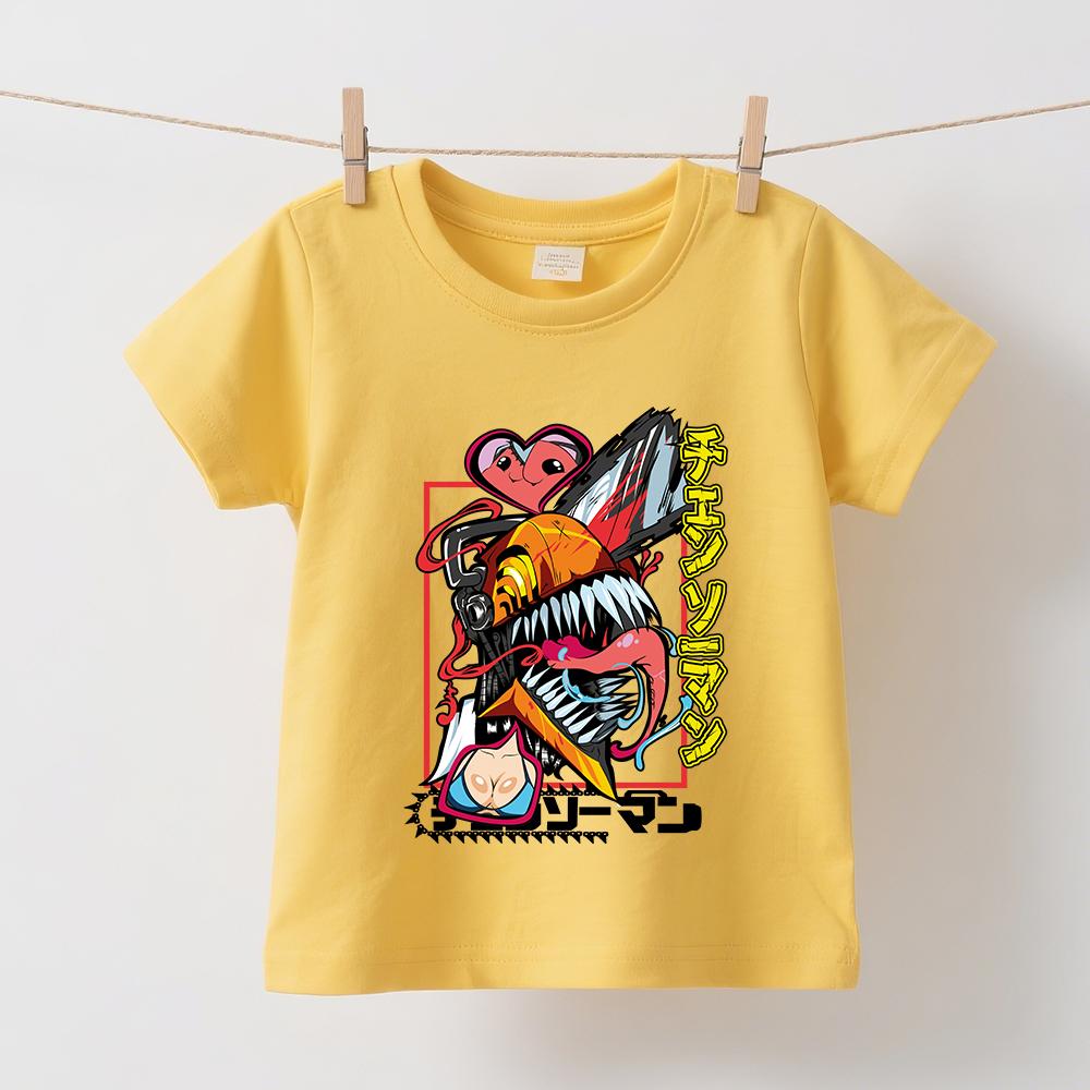 Chainsaw Man Denji Anime Print Kids Cotton T Shirt Boys Girls Casual Short Sleeve Top Comfortable Soft Streetwear