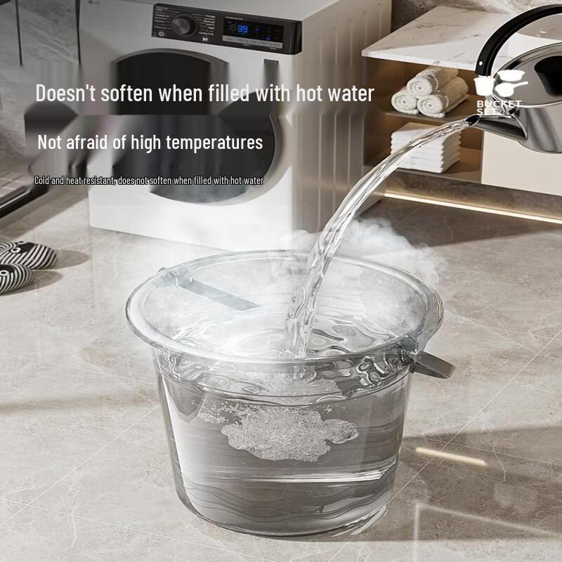 Transparent Plastic Water Bucket with Scoop