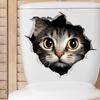 Мультяшные наклейки на унитаз с подглядывающей кошкой, 3D наклейки «Проламывающий стену» для спальни, гостиной, домашнего декора, съемные