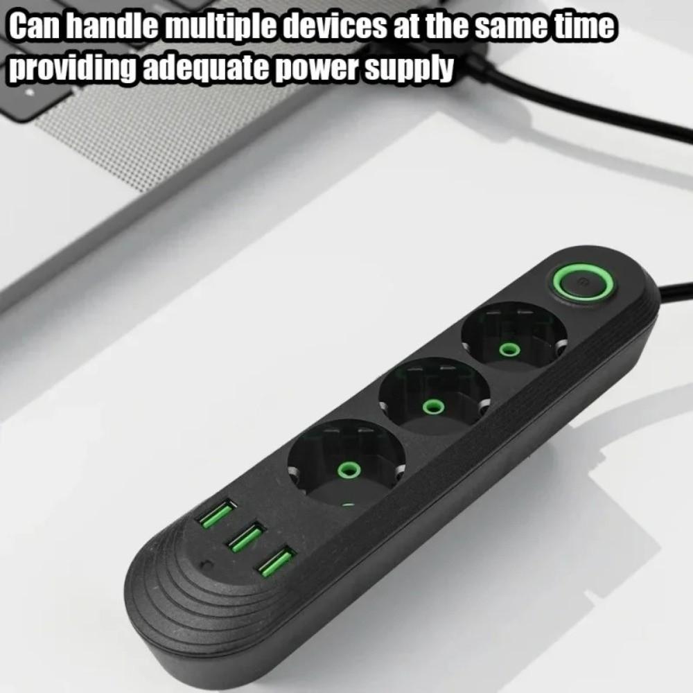 Удлинитель 2 м, розетка с вилкой EU, 3 USB-порта, AC розетка, сетевой фильтр, блок питания для офиса