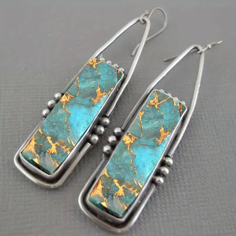 Wen Jade Turquoise Pattern Boho Style Women's Korean Style Couple Jewelry