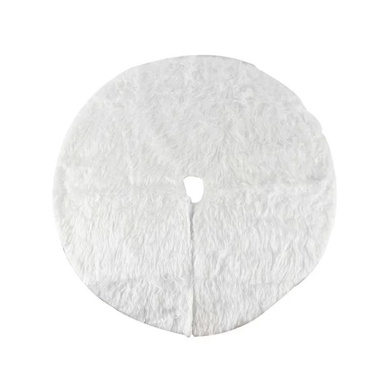 Christmas Tree Skirt, White Faux Fur Plush Mat with Gold Snowflake, Xmas Tree Base Apron, Navidad Noel Home New Year Decor