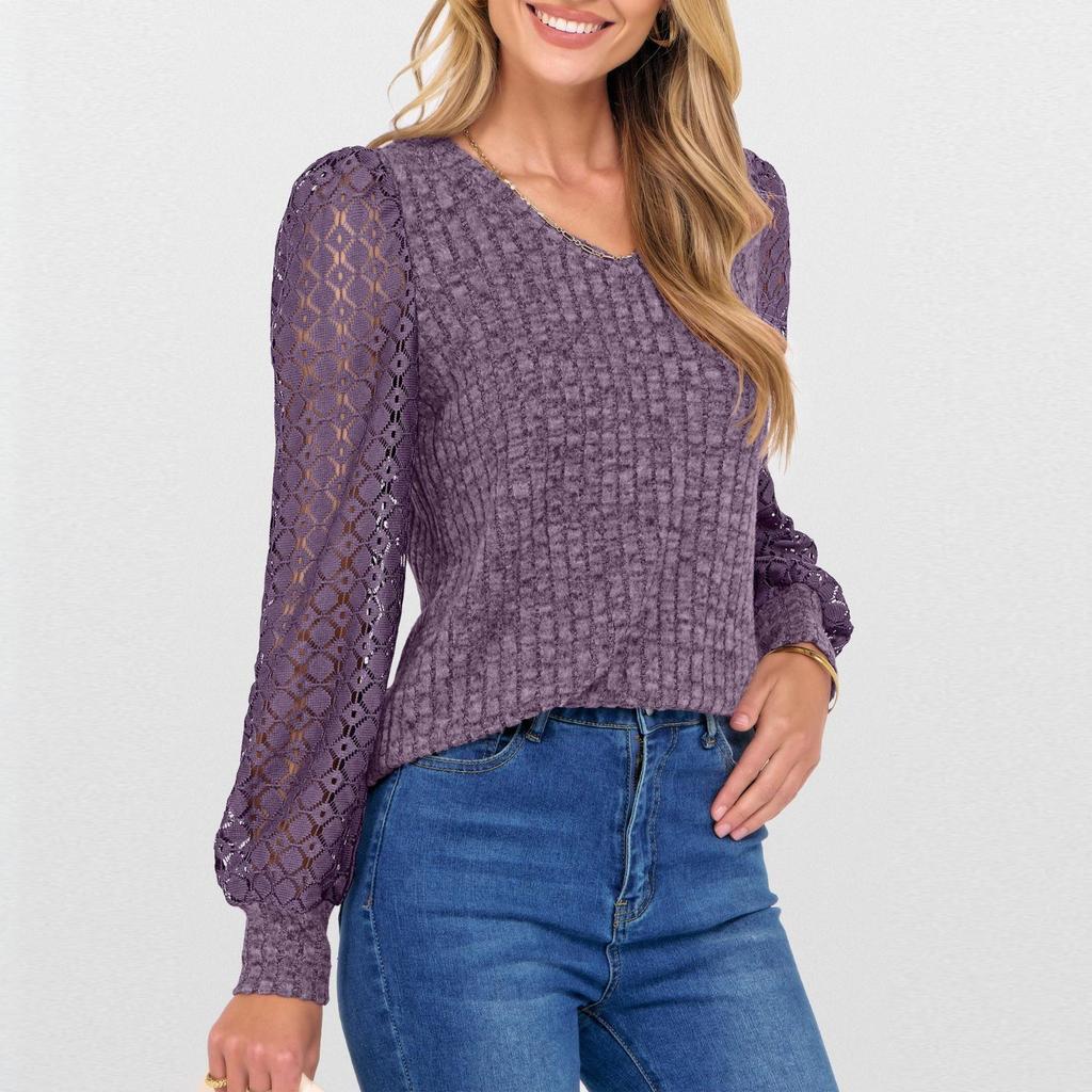 Womens Long Sleeve Work Shirts Lace Tops Fall Fashion Lightweight Sweaters Business Casual Blouses