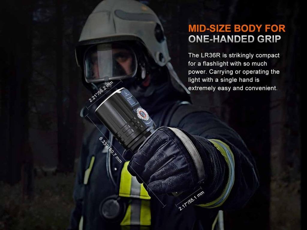 Fenix LR36R Beam for Rescue Professional Use Handle with High-Brightness Flashlight, LED/LEP, 10,000 Lumens, 1,260m Distance, [For Only, Care]