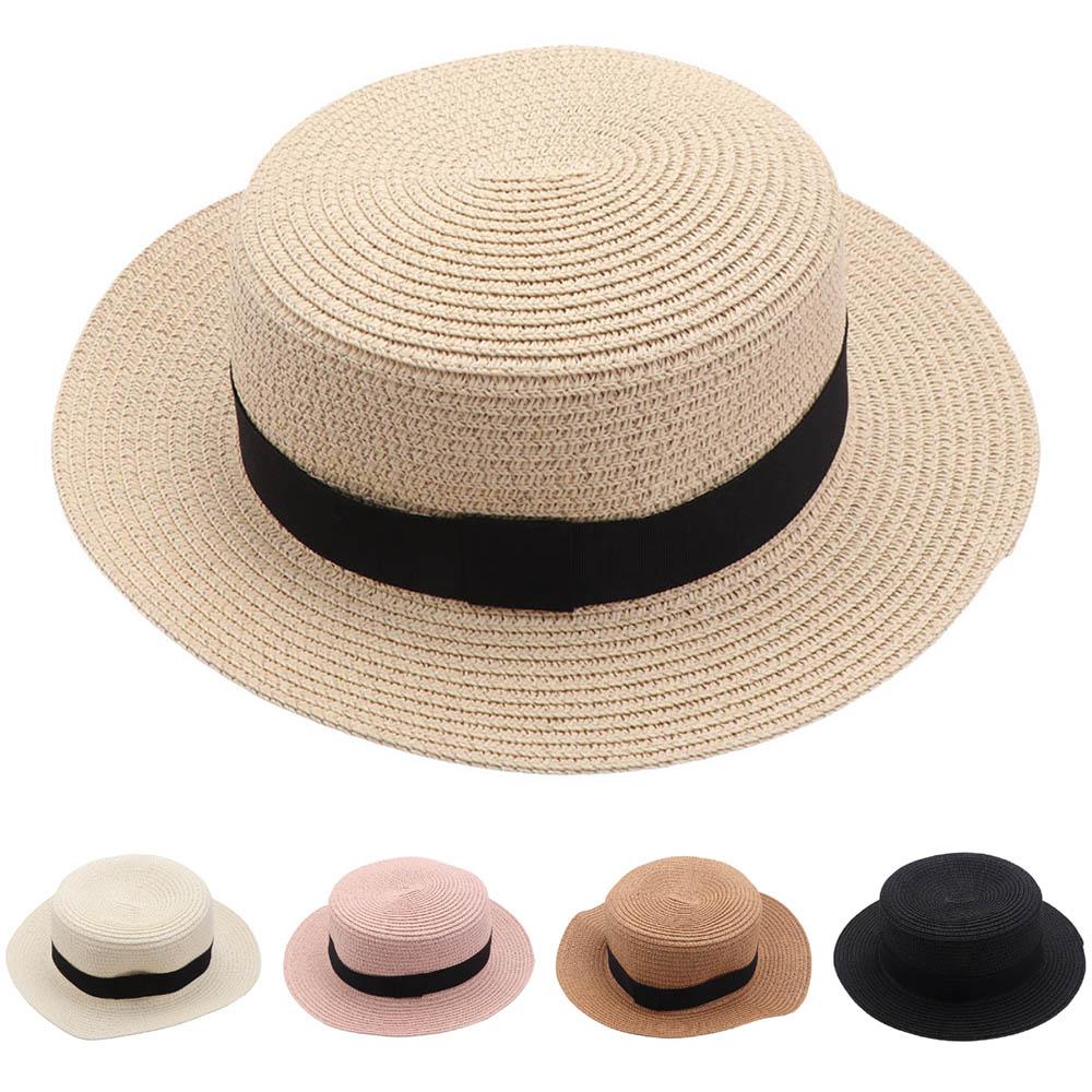 Sunshade Flat Tops Cap French Style Sun Hat Ins Straw Hat  Men and Women