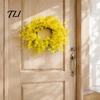 Artificial Fall Flower Wreath Fabric for Front Door, Autumn Harvest Floral Halloween Hanging Wreath, Thanksgiving Farmhouse Indoor Outdoor Porch Wall