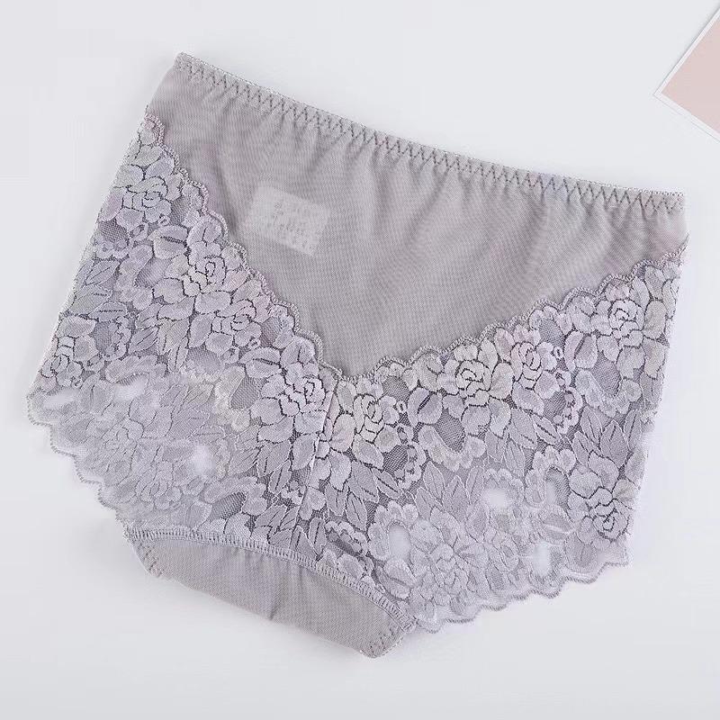Ladies Sexy Mesh Panties High-waist Seamless Lace Underwear Briefs Transparent Silk Women Cotton Health Knickers Lingerie