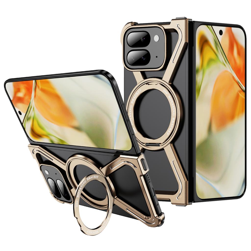 Для Google Pixel 9 Pro Fold 5G Бамперы Бескаркасная Металлическая Рамка Чехол Совместимый с MagSafe Подставка - Черный