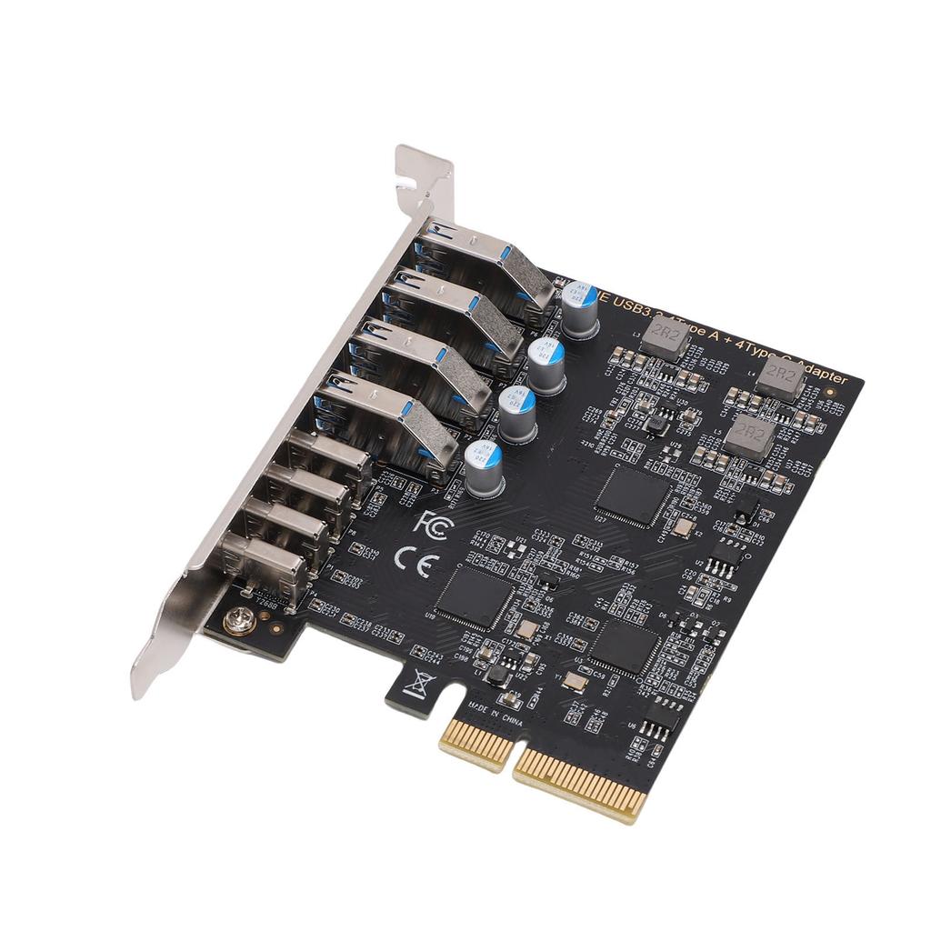 Карта расширения PCIe на USB 3.2 Gen 2, 8 портов (4x Type C, 4x Type A), пропускная способность 10 Гбит/с, поддержка системы Windows