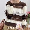 Fashion Tassels Striped Pullovers Women Sweaters Autumn And Winter Round Neck Knitted Sweater Women Vintage Warm Knitwears 29432
