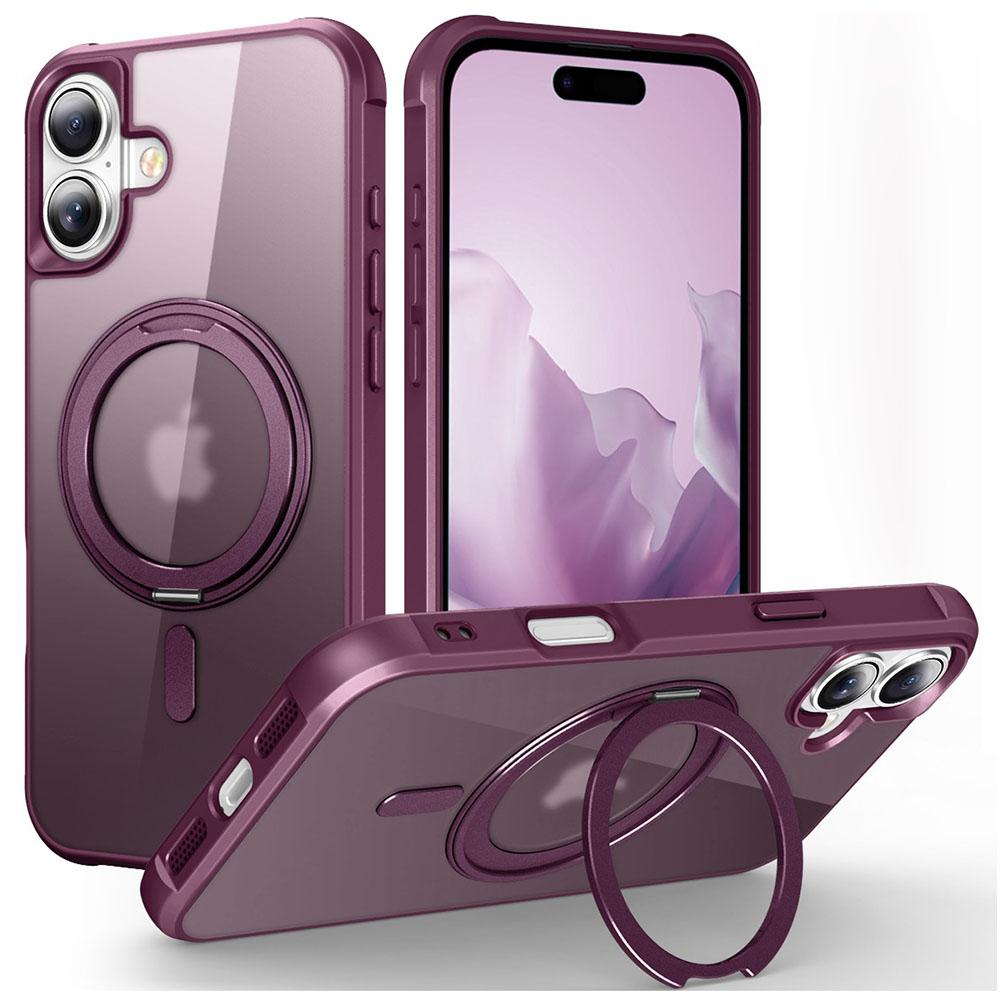 For iPhone 16 Plus Case Compatible with MagSafe Rotatable Ring Kickstand TPU+PC Phone Cover