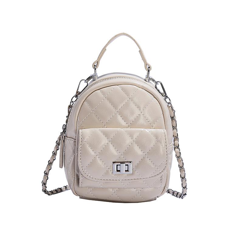 High-end Niche Diamond Checkered Backpack Bag Women's 2025 New Fashion and Versatile Chain Backpack One-shoulder Small Fragrance
