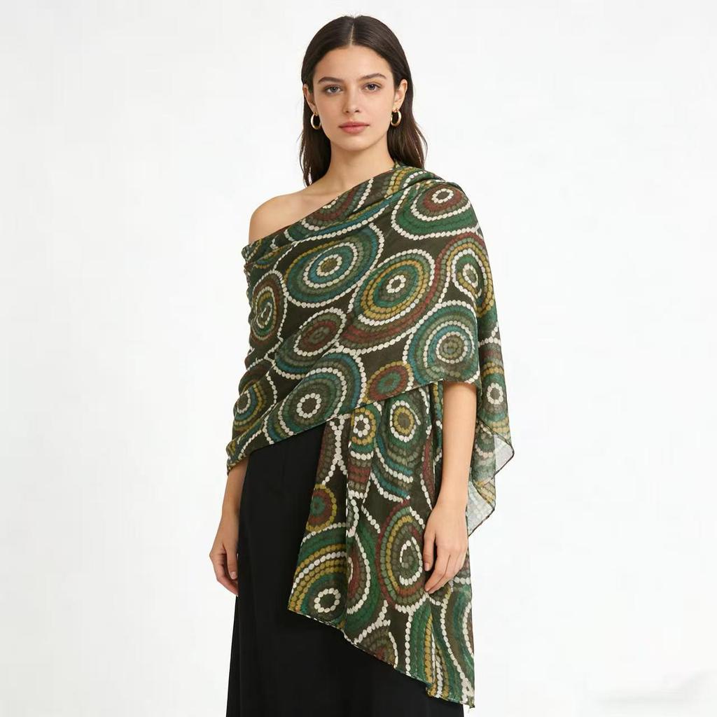 Женский oversized шарф с корейским хлопковым принтом: Модное пляжное полотенце и шелковый шарф, двойное использование для защиты от солнца