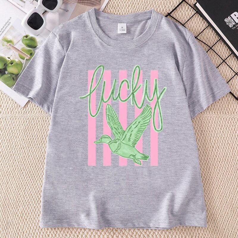 Lucky Duck TShirt Unisex Coastal Graphic Tee Unisex Ladies Trendy TShirts Beach Short Sleeve Vacation T Shirt Casual Round Neck