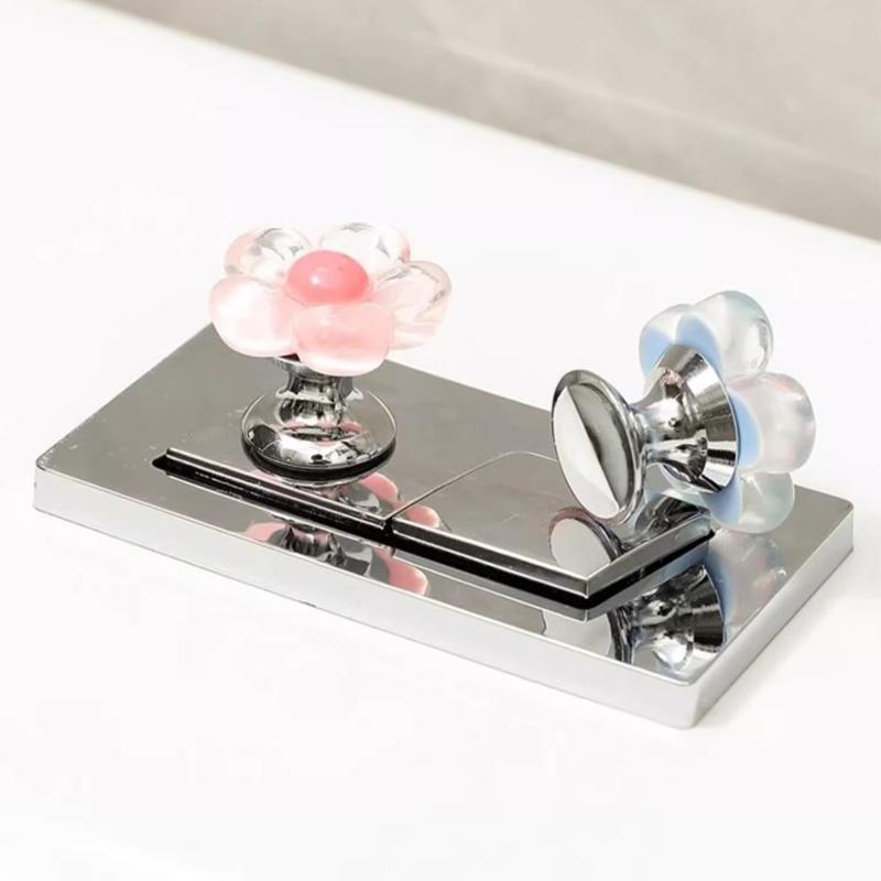 Flower Shape Self-Adhesive Toilet Press Button Nail Protector Toilet Presser Bathroom Decor Accessories Water Tank Drain Buttons