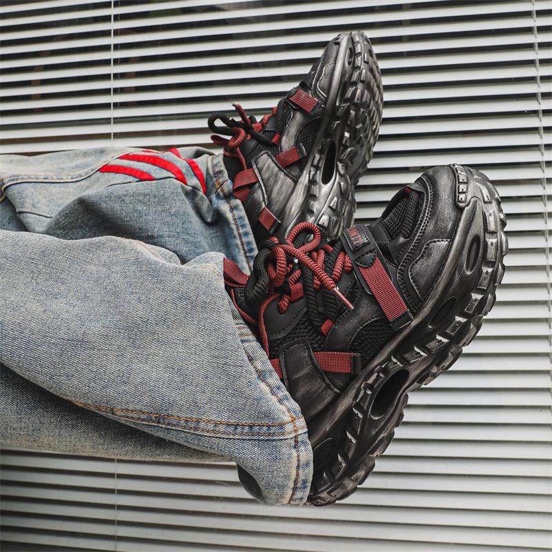 Colored and old Hong Kong style niche light luxury low-top thick-soled cushioning sports shoes non-slip and wear-resistant dad shoes