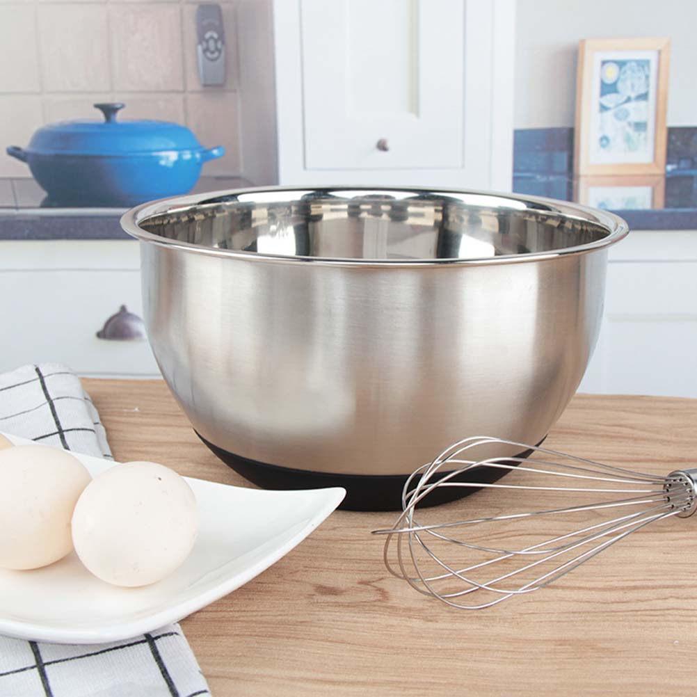 Extra Deep Stainless Steel Mixing Bowl Ergonomic Rounded Lip Stable Flat Base for Cake Batter Cookie Dough Marinating 20Cm Fruit
